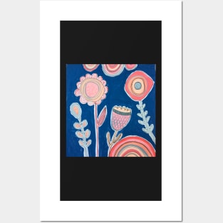 Blue florals Posters and Art